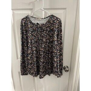 Fantaslook Long Sleeve Shirt Size XL Black Floral New With Tags